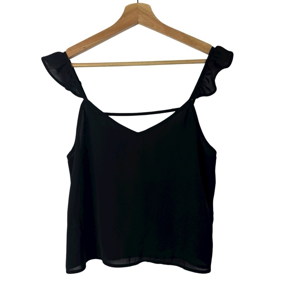 Cotton On Black Ruffle Sleeve Short Sleeve‎ Top S